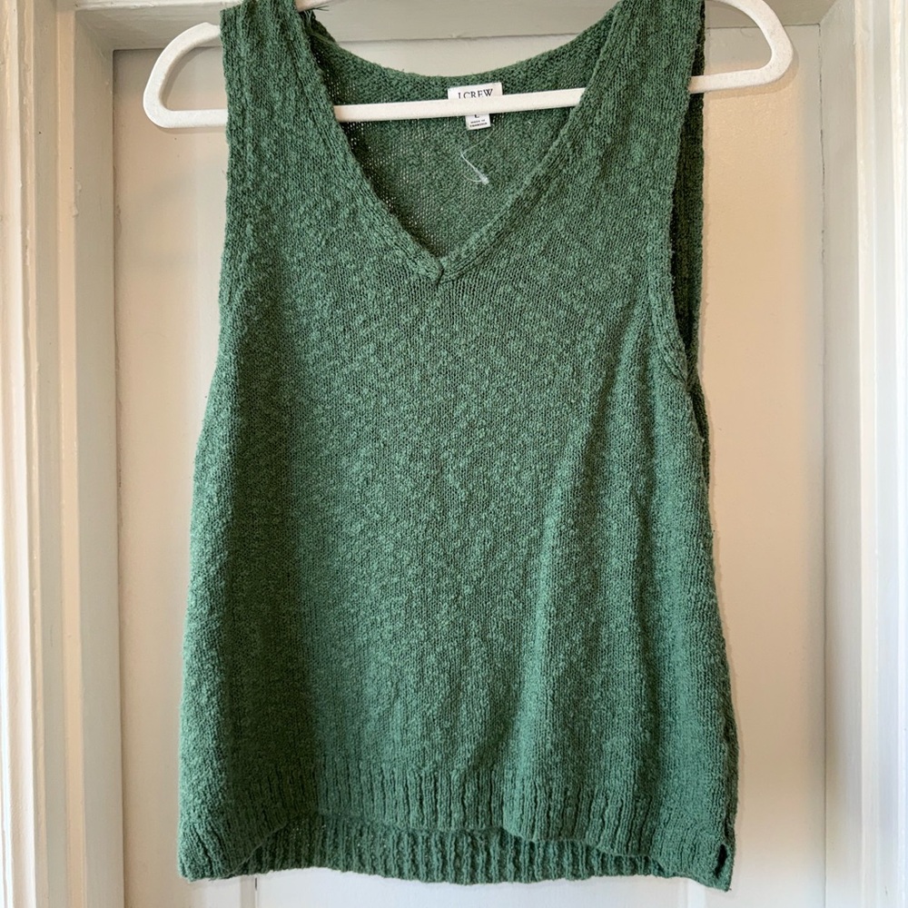 J. Crew Textured Green Knit Tank Sweater